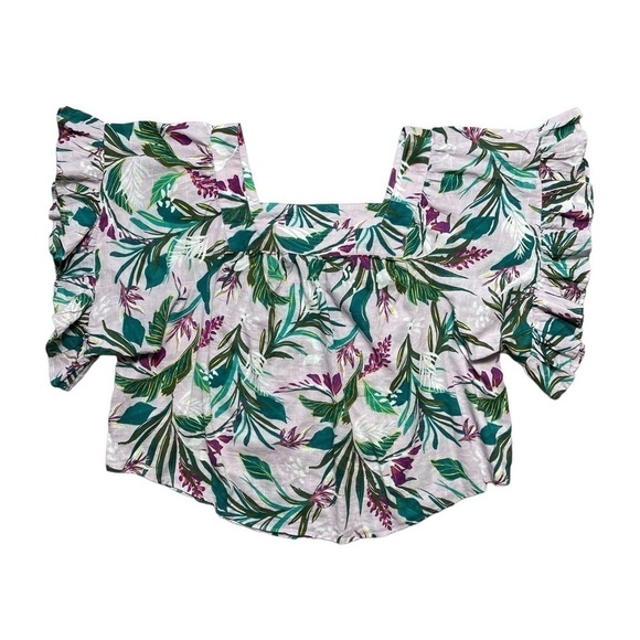 Terra & Sky lavender Floral Square Neckline Peasant Top 3X - Picture 2 of 10